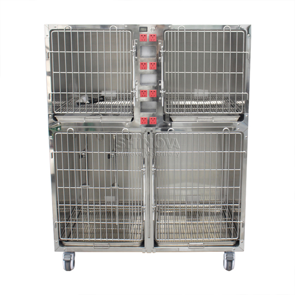 Kandang anjing stainless steel modular (dengan soket daya)