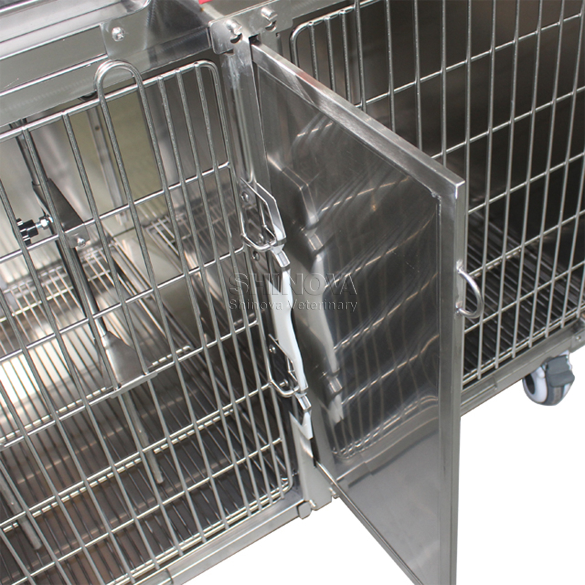Kandang anjing stainless steel modular (dengan soket daya)